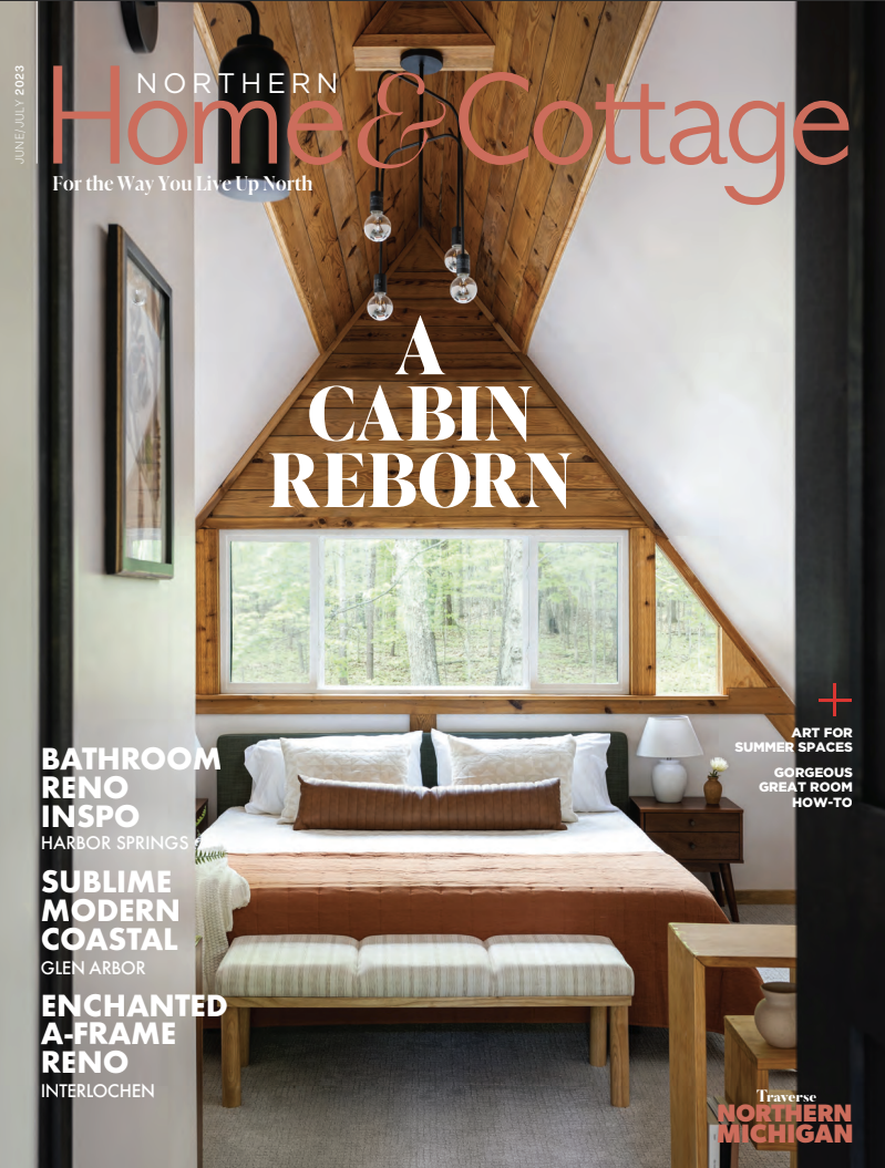 Northern Home and Cottage magazine cover featuring the Roost A-Frame