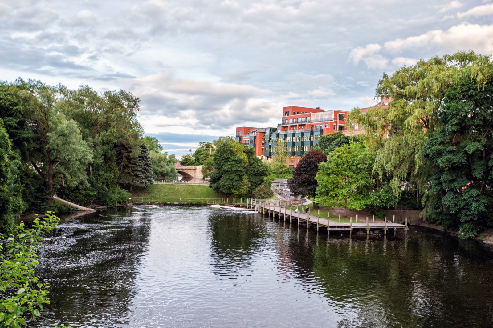Downtown Traverse City streets in the evening